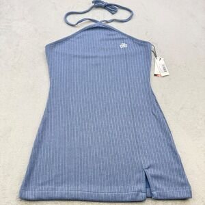 HONOR THE GIFT Dress Womens Blue 70s Halter XXL Ribbed Side Party Streetwear‎